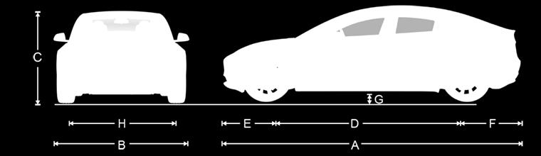 foran Spor bak 62,2 in 62,2 in 1580 mm 1580 mm *Verdiene er omtrentlige. Dimensjonene kan variere avhengig av kjøretøyalternativer og diverse andre faktorer.