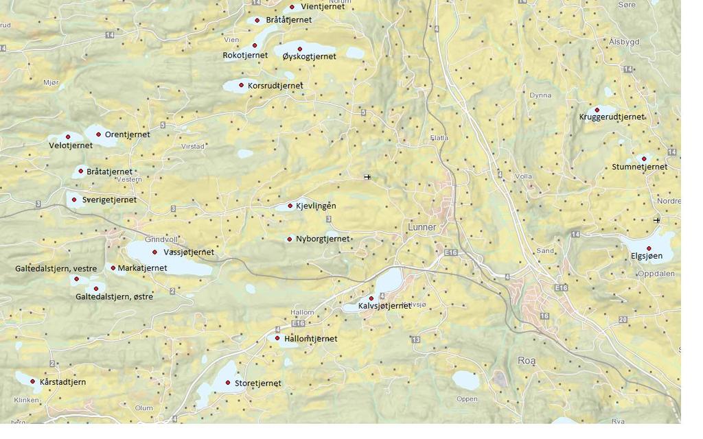 Fylkesvei 240 og Fylkesvei 14 på Hadeland. Figur 2B.