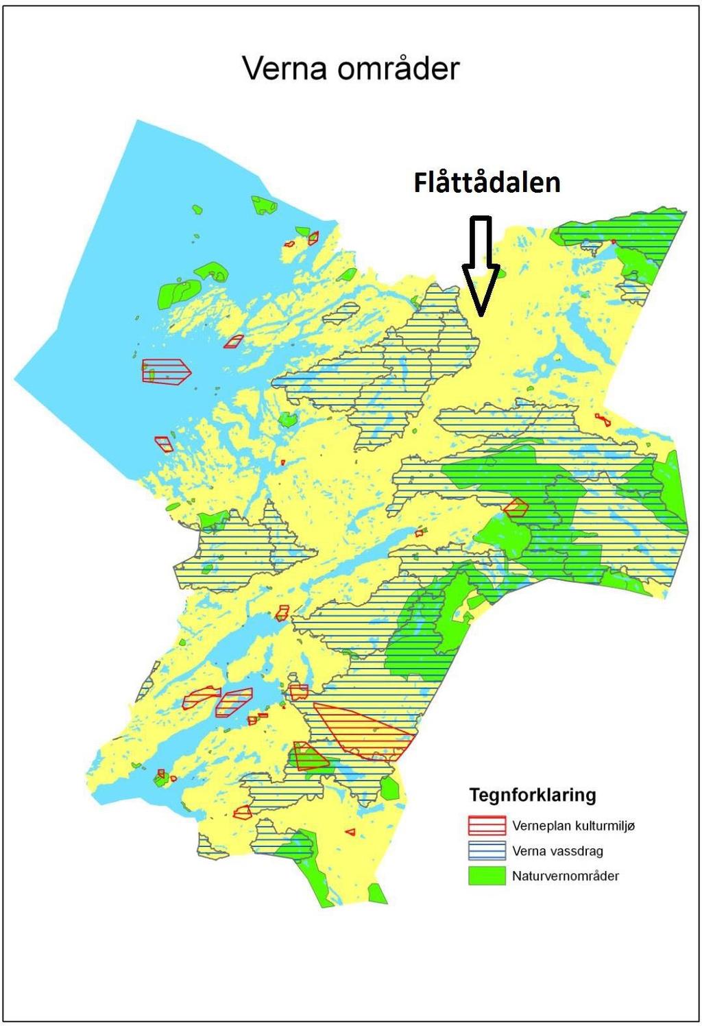 19 Figur 2: Samla arealkart/temakart for naturvernområder, fornminner og varig verna vassdrag (Nord-Trøndelag Fylkeskommune, 2010) Disse manglende vurderingene understreker at NVE ikke har forståelse