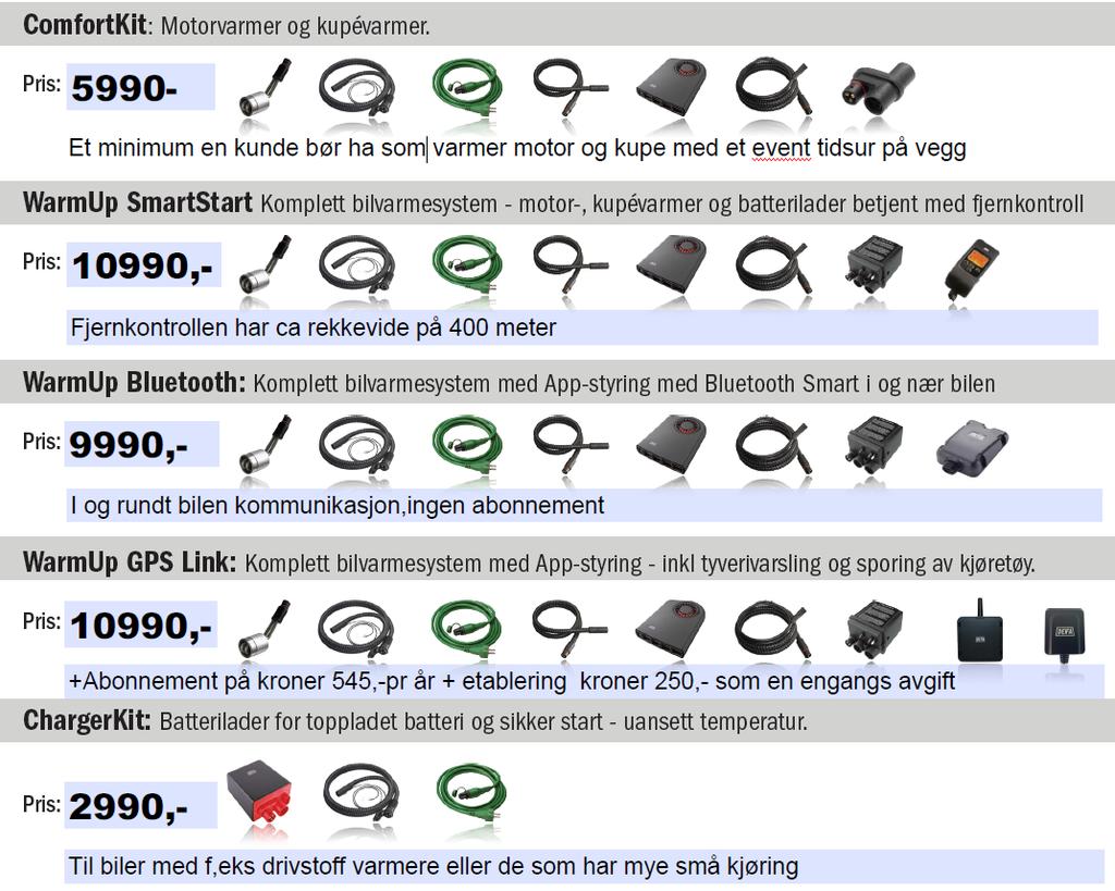 Bilvarme - DEFA Delenummer: 412305 Varmer + 470080 Comfortkit Ønsker man ren motorvarmer må man ha: 412305 varmer + 460785 monteringsett Delenummer: 412305