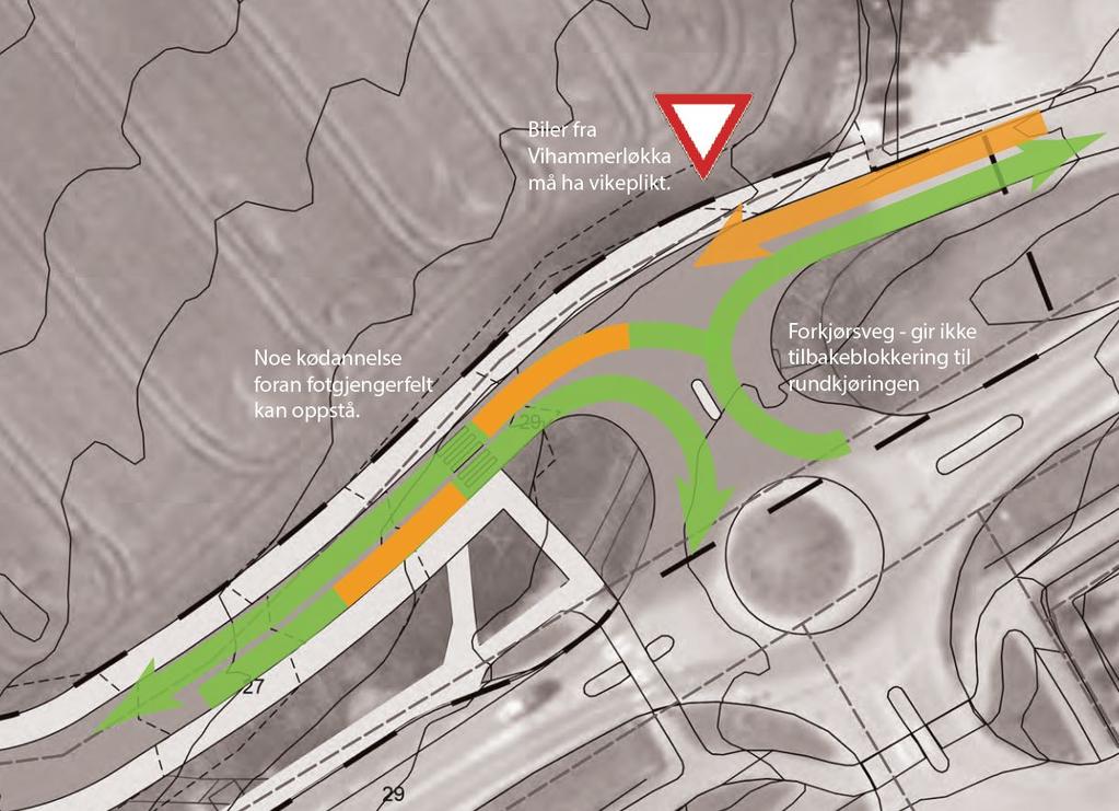 4. AVBØTENDE TILTAK For å sikre fremkommelighet for renovasjons- og utrykningskjøretøy er eksisterende avkjøring foreslått utvidet fra 10 meter til 15,5 meter.