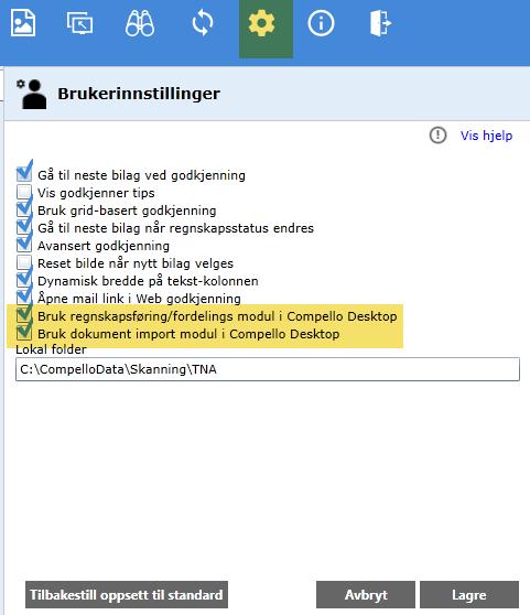Compello Desktop- Regnskapsføring og dokument import som default Compello Desktop innholder ny regnskapsfører modul og ny dokument import modul 1. Logg inn i Fakturagodkjenning. 2.