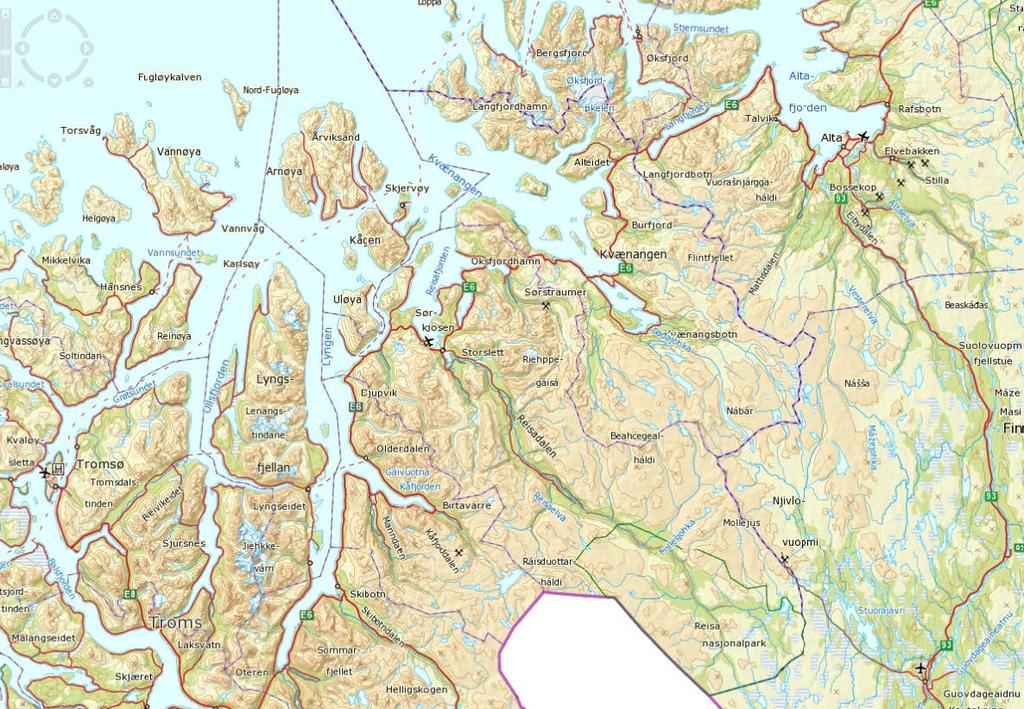 1.3 Geografisk plassering av tiltaket Sandneselva er en del av vassdrag nummer 209.2Z og ligger i Kvænangen kommune i Troms fylke. Elva drenerer et område på vestsiden av fjorden Kvænangen.