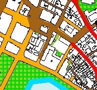 10: Perspektiv over Viksjøs bearbeidede rådhusforslag med mulig ny hovedbrannstasjon i kvartalet, 1986 I Verne- og byformingsplanen av 1991, og videreføringen i gjeldende Kommunedelplan Sentrum fra