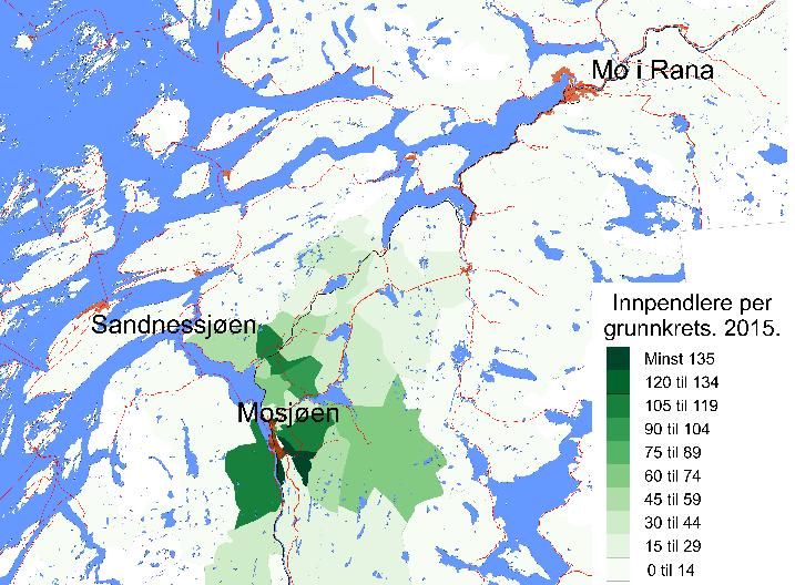 Figur 10: Antall som pendler inn til Mo i Rana