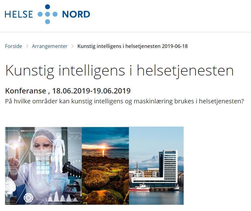 Hva skjer? Kunstig intelligens i helsetjenesten Bodø 18.-19.