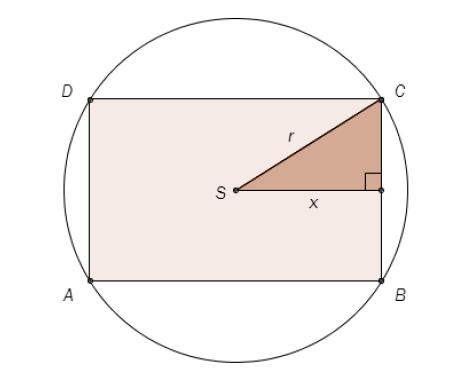 Oppgave 7 (6 poeng) Ovenfor ser du et rektangel ABCD som er innskrevet i en sirkel. Sirkelen har sentrum i S.