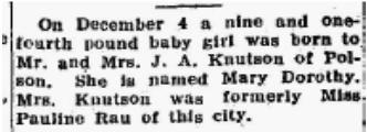 5 Larman son William 15 Aug 1931 pg 4 Lindsey Donna John G 13 Mar 1931