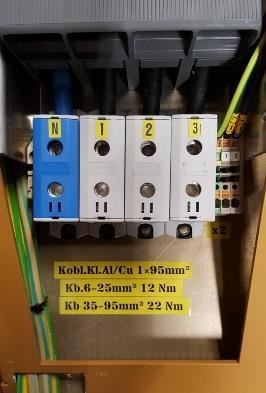 F01 10A jordfeilautomat med 30mA utløsestrøm o Vern foran 230V 1-fase uttak på klemmer X2 o Vern foran trafo PS1 K1 24V kontaktor o Styrer ekstern varsellampe o Legger kontakt mot klemmer