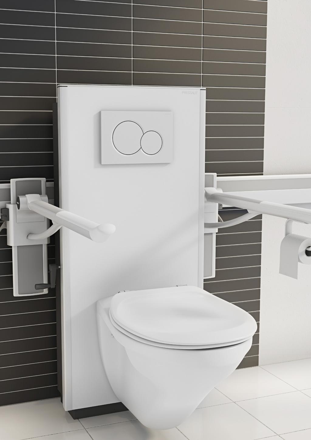 Et minimalt antall riller, spor og hull gjør rengjøringen hurtig og effektiv og gir samtidig et fint og eksklusivt design Manuell toalettheis MÅL MONTERING TILBEHØR S.