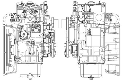 SU8311-01 13 Produktinformasjon Modelloversikt Produktinformasjon Modelloversikt Figurer over modeller Modelloversikten viser vanlig utstyr på 400-seriens motorer.