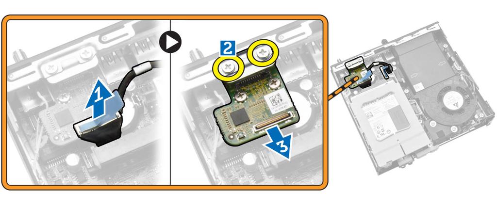 Sette inn HDMI- eller DisplayPort-kontaktkortet 1. Plasser HDMI- eller DisplayPort-kontaktkortet i sporet. 2.