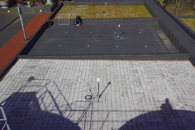Urbane uterom Pilot prosjekt på Høvringen Konvertering av et eksisterende tak til tre separate tak svart, grått og grønt 20-30 cm knust leca danner et fordrøyende fundament