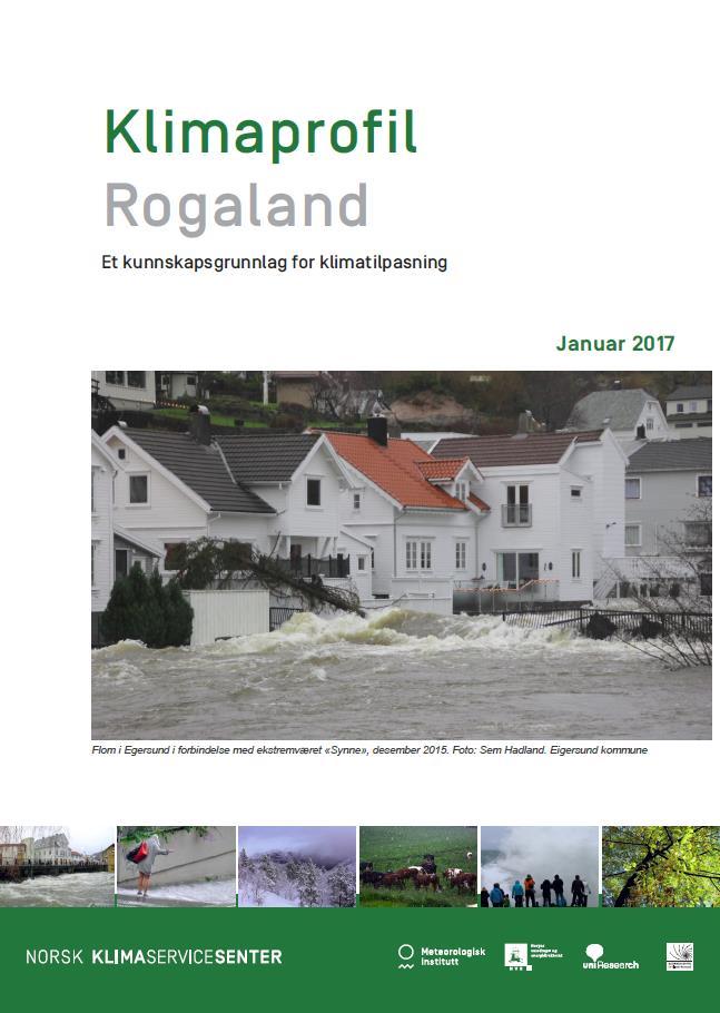 Klimaendringer i Rogaland Klimaprofil for Rogaland oppdatert av Klimaservicesenteret (KSS) januar 2017 Fram mot år 2100 vil Rogaland få: Økning i gjennomsnittstemperatur + 3,5