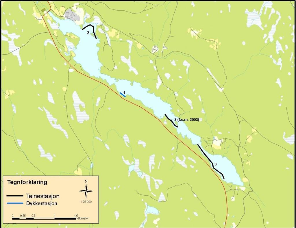 5.18 Harasjøen Fysiske, biologiske og kjemiske forhold Av fiskearter finnes ørret, abbor, gjedde, mort og vederbuk (VannInfo 5.0). I 1988 ble ph målt til 5,99, alkalitet til 72 µekv.