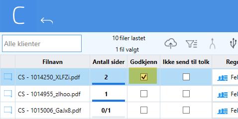 Godkjenne bilag i Dokumentimport Hvis du ikke ønsker å sende bilaget til godkjenning, kan du, med riktig rettigheter 1, sette en hake i valget Godkjenn.