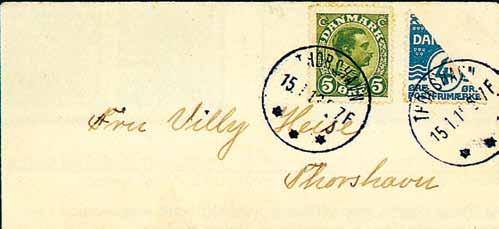 desember 1918. Halverte frimerker I telegram fra Torshavn til København fortalte man at det nå ikke fantes frimerker av lavere verdier igjen på Færøyene. I svartelegrammet fra København 31.