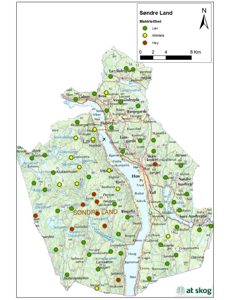 9 Beitepotensial geografisk fordelt Beitepotensialet for takserte bestand i 2018.