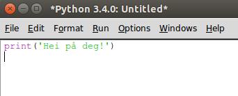 Mac: Åpne terminal.app, skriv idle og trykk enter. Linux: Åpne en terminal, skriv idle og trykk enter. Dette vil åpne et vindu som heter Python Shell.