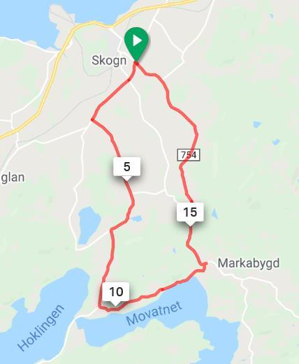 Løype Rundløype på 21,5 km