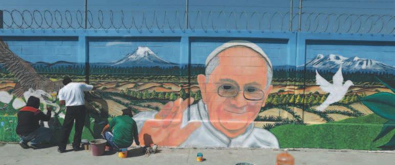 Vorarlberger KirchenBlatt 11. Februar 2016 Panorama 15 Vorbereitungen zum Papstbesuch in Mexiko: Jugendliche beim Graffiti-Malen im mexikanischen Ecatepec.