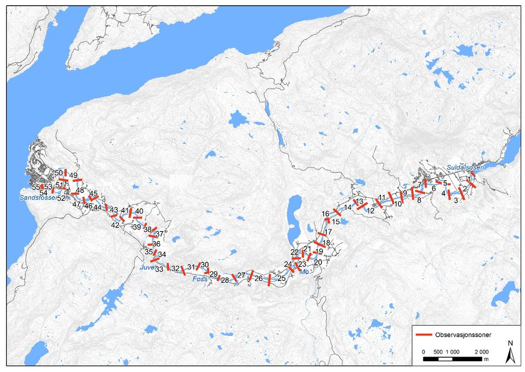 Beregning av eggtetthet Ut i fra tellingene ble eggtettheten estimert tilsvarende som for utregning av gytebestandsmål (Hindar et al. 2007, Anon. 2016).