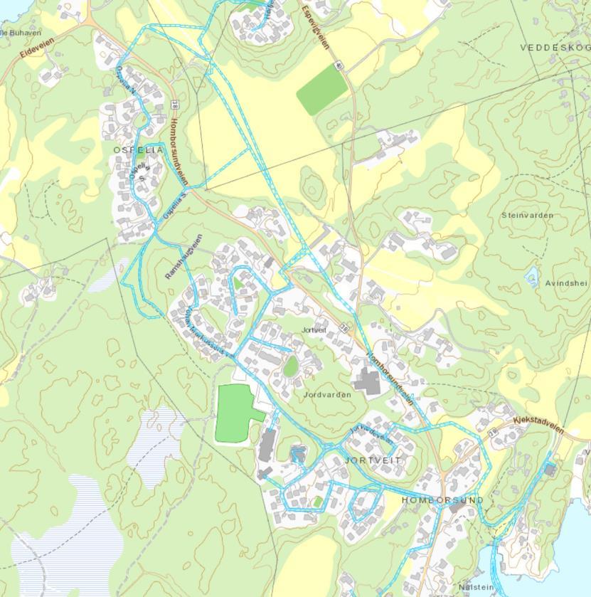 Det går offentlige vann- og avløpsledninger på kryss og tvers av planområdet.