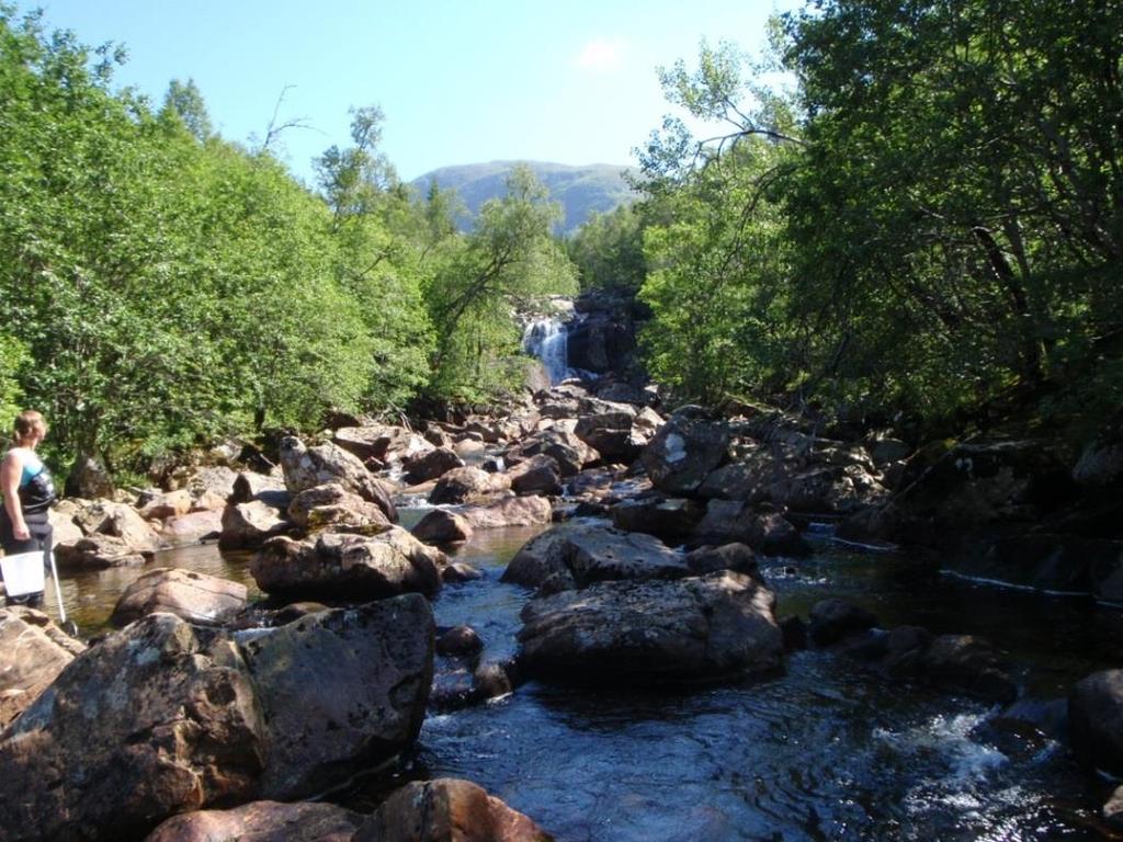 Figur 4 Malmelva nedstrøms Litjfossen. Tabell 1 viser hoveddata for de alternative utbyggingsløsningene.