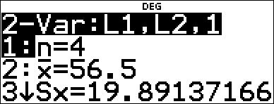 % s % u 3 (Velger 2-VAR STATS) $ $ $ Trykk på $ etter behov for å vise a og b.