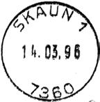 Landpoststasjonen ble nedlagt i 1992. Registrert brukt fra 25.09.80 TK til 27.09.80 TK Stempel nr. 7 Type: I24N Utsendt?