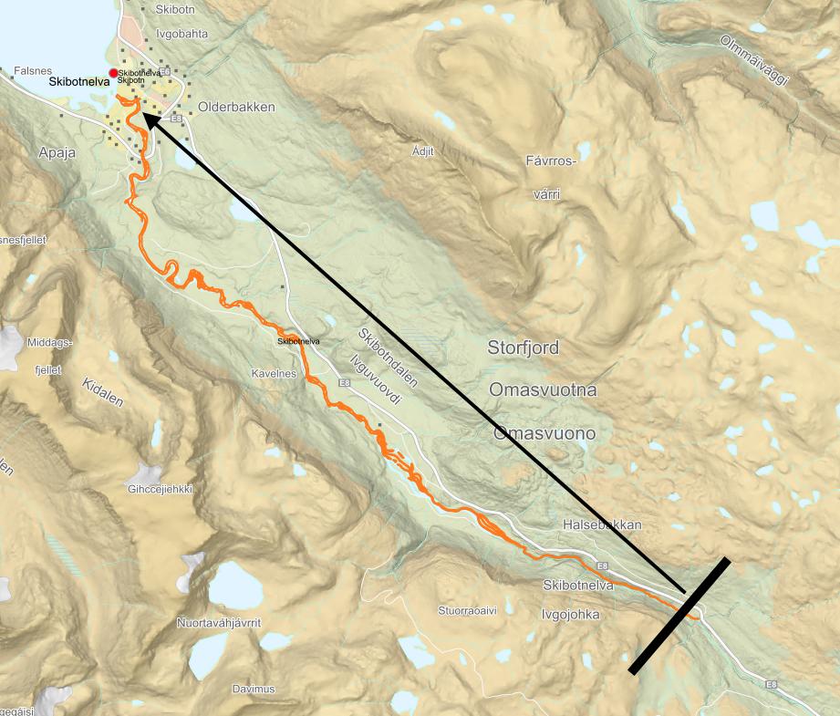Skibotnelva Skibotnelva ble undersøkt gjennom tre runder hvor runde 1 (14-15 september ) regnes som kartleggingsrunde da hele anadrom strekning ble undersøkt.