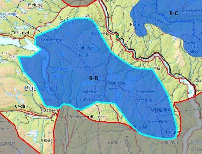 Forslag 6-B Miljødirektoratets begrunnelse for eksklusjonsforslaget: VILLREIN: Norefjell Reinsjøfjell villreinområde som omfatter to like store delområder: Gråfjell Norefjellmassivet i øst, og