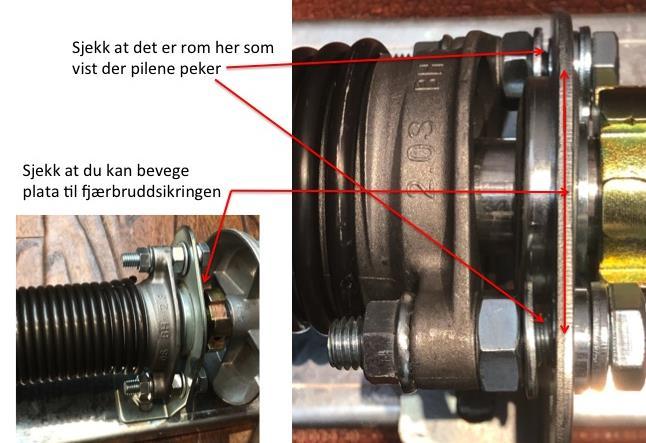 Side 20 Fjærbruddsikring: Før montering: Sjekk at låsetappen på fjærbruddsikringen kan beveges fritt.