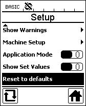 Hours Machine (maskintimer): maskinens aktuelle innkoblingstid. General Info (generell informasjon) Fastvare HIM: Displayenhetens programvareversjon (kommunikasjonsmodul).