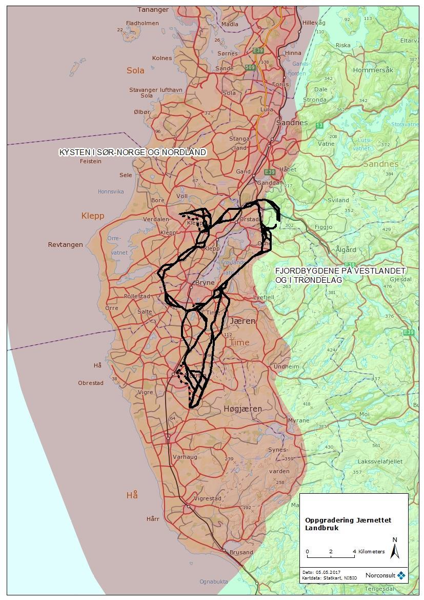 Figur 5-1. Landbruksområdene i Norge (7) Innmarksbeite som spredeareal I Rogaland er det en lang tradisjon for å godkjenne innmarksbeite som spredeareal av husdyrgjødsel (8).