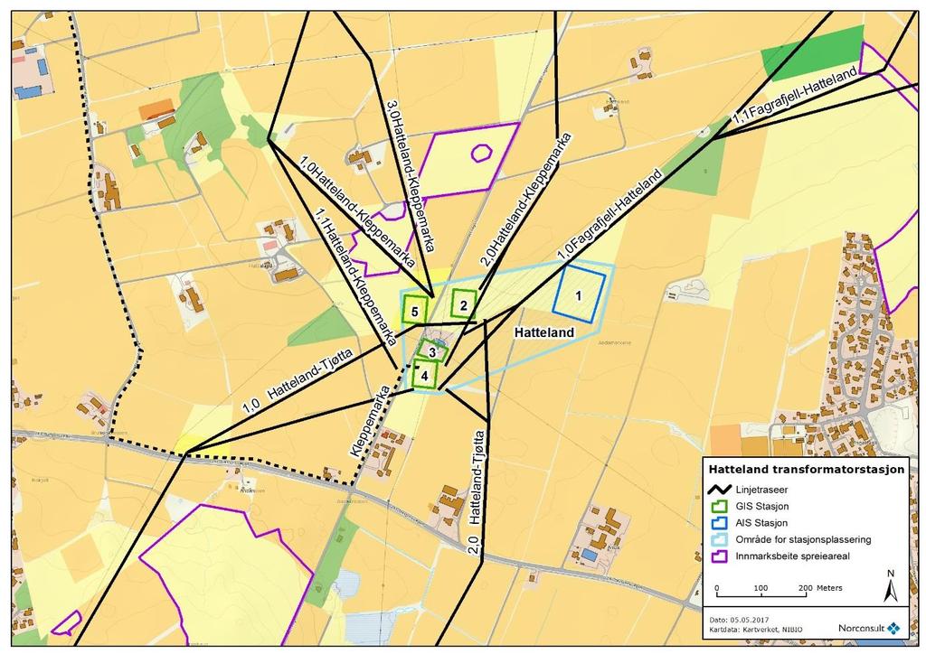 Hatteland transformatorstasjon Figur 6-1. Arealressurskart over området der ny Hatteland transformatorstasjon planlegges.