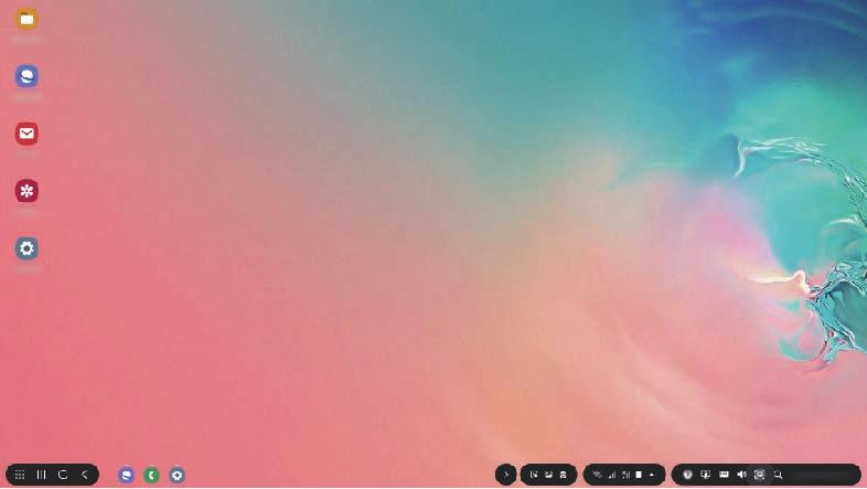 Apper og funksjoner Kontrollere Samsung DeX-skjermbildet Kontrollere med eksternt tastatur og ekstern mus Du kan bruke trådløst tastatur/mus.
