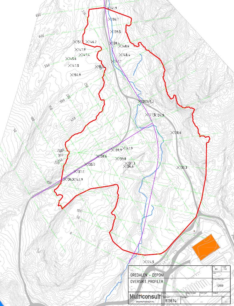 Figur 2: Planlagt avgrensning av nytt deponi Notat: