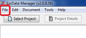 Opprette et nytt prosjekt/register Trykk på «File» menyen og velg så «New Project».