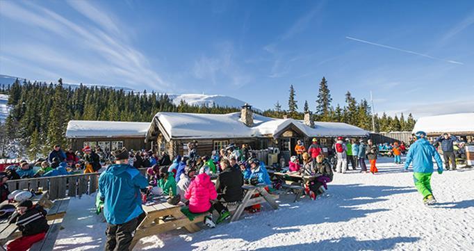 Du kan også ta skibussen ned til