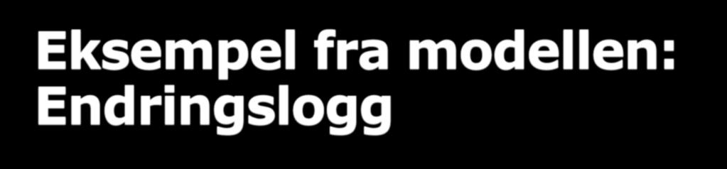 Eksempel fra modellen: Endringslogg TransactionCollection «asattribute» + timestamp: datetime + numbermatched: integer + numberreturned: integer + startindex: integer + endindex: integer