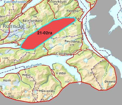 Forslag 21-02ra Riksantikvarens begrunnelse for eksklusjonsforslaget: Området omfattes nesten i sin helhet av hard eksklusjon, men det er noen arealer nord og sør i landskapet som også må ekskluderes.