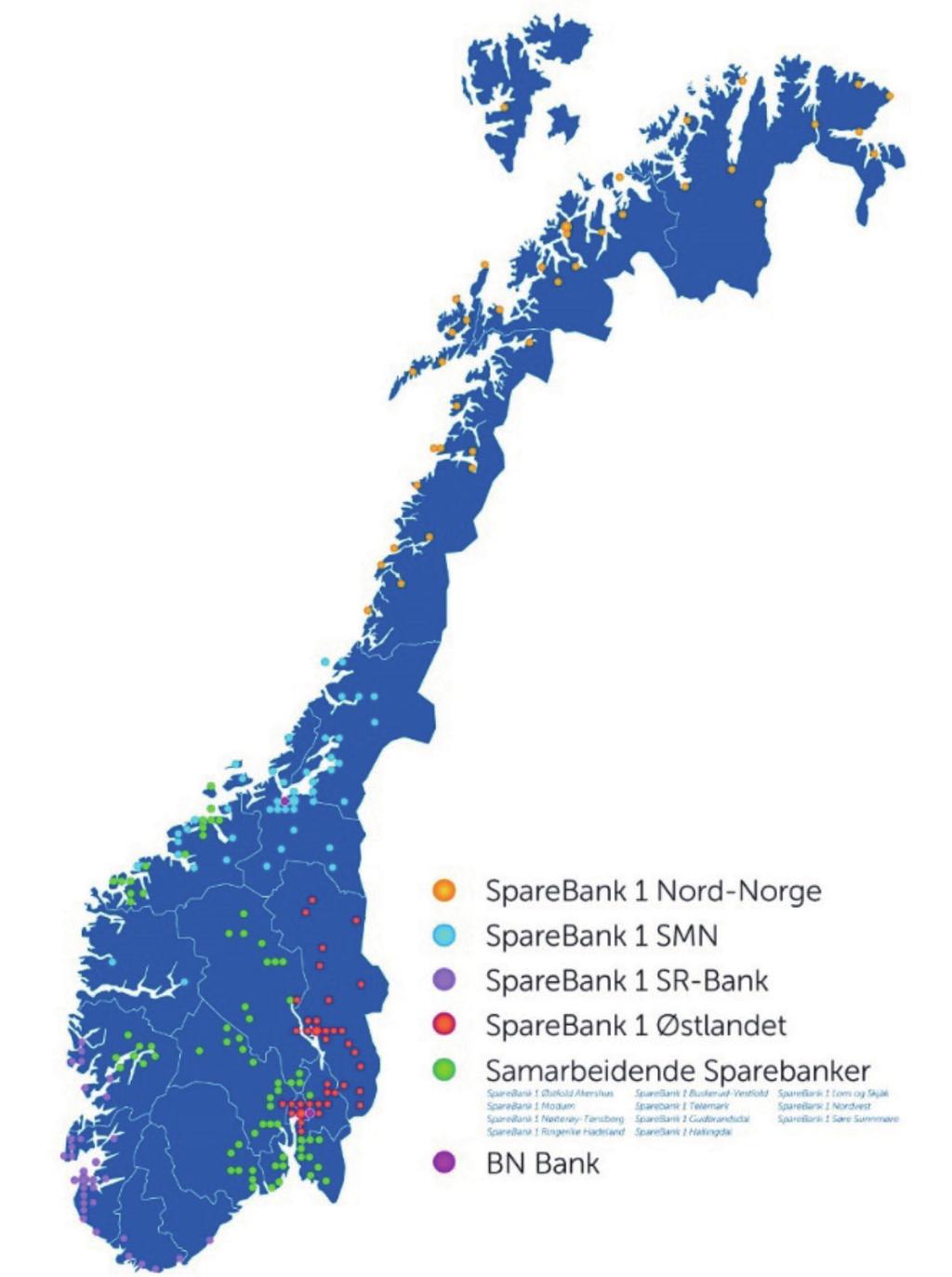 SpareBank 1 Banksamarbeidet DA eig 100 % av aksjane i følgjande dotterselskap: EiendomsMegler 1 Norge AS SpareBank 1 Kundesenter AS SpareBank 1 Verdipapirservice AS SpareBank 1 Banksamarbeidet