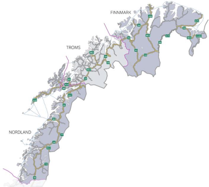 Utbedringer over Kvænangsfjellet er viktig for forbindelsen mellom Troms og Finnmark. Det er fortsatt utfordringer på E6 sør for Langslett, samt E8 øverst i Skibotndalen.