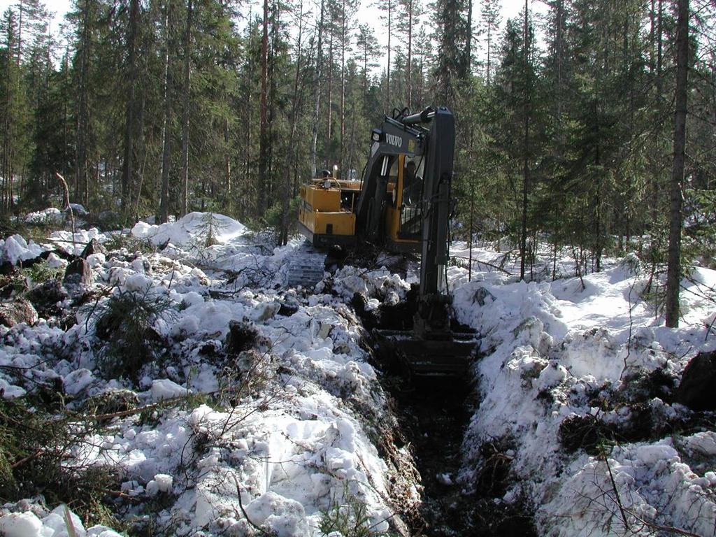 Lukkede hogster og tynning Etter tynning og gjennomhogst kan det være et behov for grøfting Finsk