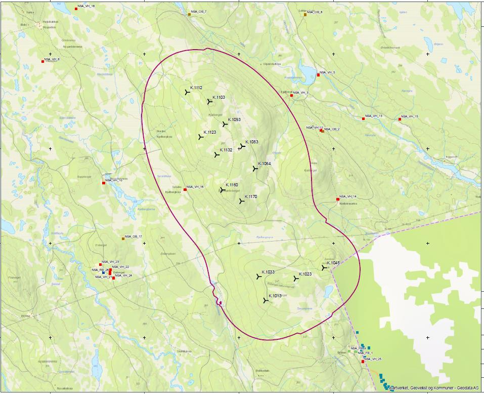 Støyutbredelse (45 db