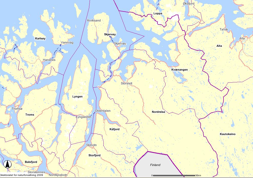 2 Utbyggingsplaner og influensområde Kjækanelva har utløp på vestsiden av Kvænangsbotn.