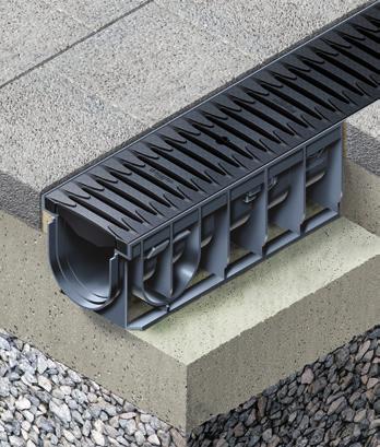 HAURATON trench drains are constructed of high-grade polypropylene and polyamide making them lightweight, easy to handle and extremely resistant to frost, de-icing salt and UV radiation.