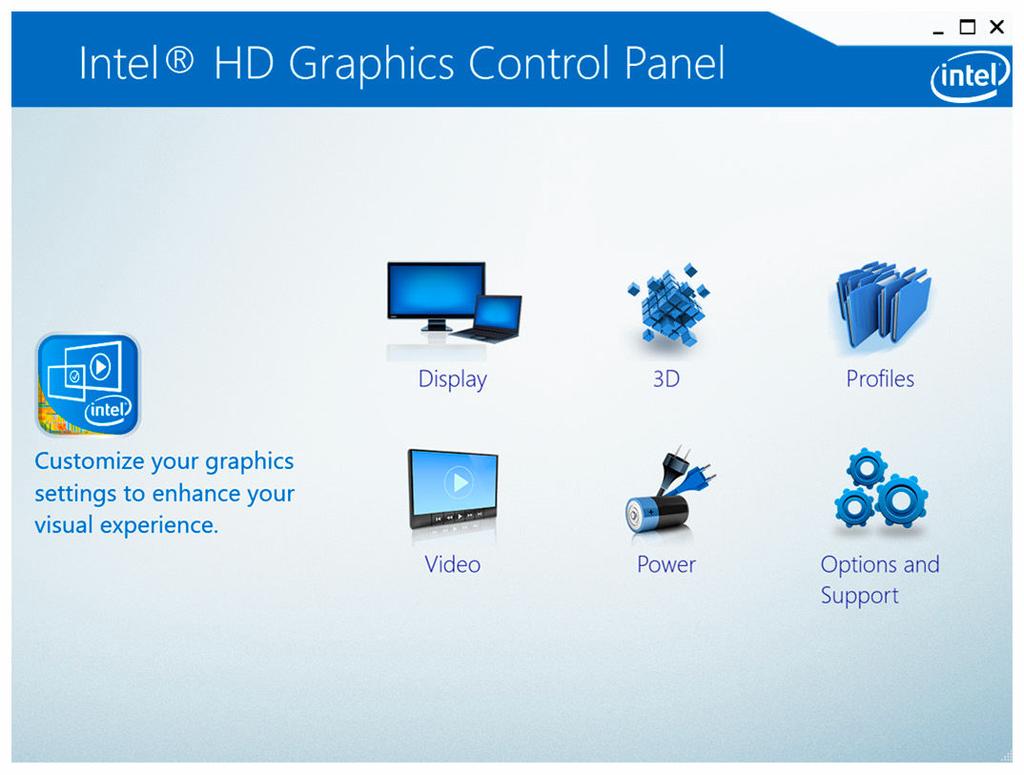 Endre skjerminnstillinger i kontrollpanelet Intel HDgrafikk 1 Høyreklikk eller berør og hold nede på skrivebordet, og velg Grafikkegenskaper for å starte kontrollpanelet Intel HD-grafikk
