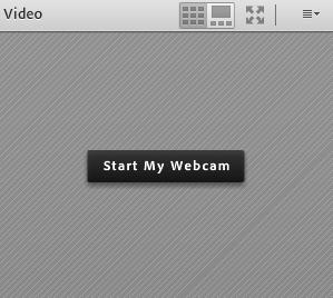 Klikk på kamera-symbolet i verktøylinja, eller klikk på «Start My Webcam» i Videopoden. Dette startar ei førehandsvisning av ditt videobilde. 2.